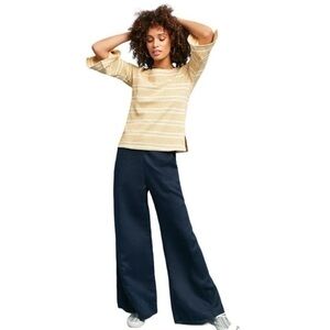 Anthropologie Yellow Striped Flared-Sleeve Top Size Medium Flared Split Sleeves